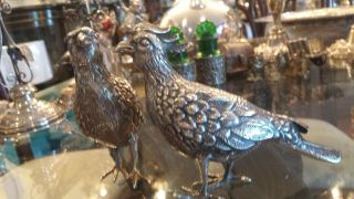 130g Stuning Sterling Silver Set 2 Pheasants Perfect Detail Carving