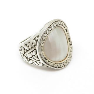 NYJEWEL Vintage 925 Sterling Silver Mother Of Pearl Ring Size 6 Gift 2