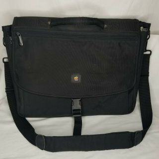 Vintage Rainbow Apple Messenger Bag Laptop Black Shoulder Strap Rainbow Logo