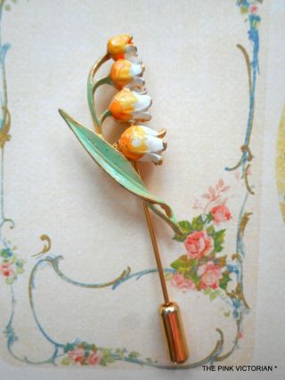 Lovely Lily Of The Valley Vintage Flower Stick Pin,  Lapel Pin,  2.  5 " T,  Spring Bloom