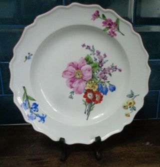 Antique 18th Century Meissen Augustus Rex Hand Painted Flowers Porcelain Plate