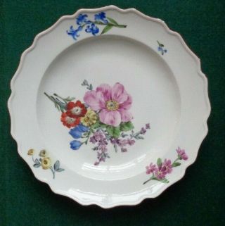 Antique 18th Century Meissen Augustus Rex Hand Painted Flowers Porcelain Plate 2