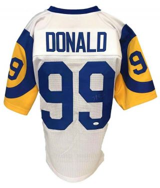 Aaron Donald Autographed Pro Style Throwback White Jersey Jsa Authenticated