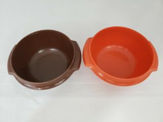 Vintage Tupperware Servalier Bowl 1323 - 23 Brown And 24 Orange Brown Bowls Only