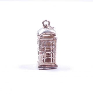 Vintage Silver Charm British Telephone Box Opens To Phone 925 Sterling 3g