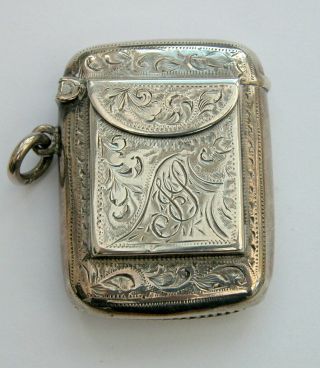 Antique Solid Silver Combination Vesta Case & Stamp Holder 1907