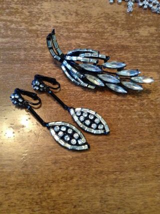 Vintage Japanned Brooch And Clip On Earrings