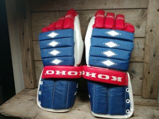 Vintage Koho 200 Red White Blue Ice Hockey Glove Adult Small Fresh