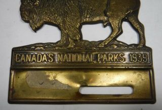 1939 Canada ' s National Parks Metal License Plate Topper Radiator Badge Buffalo 2