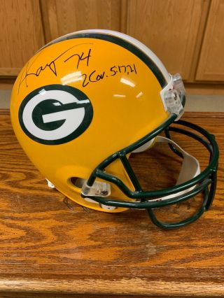 Full Sized Green Bay Packers Helmet Signed By Nfl Pro - Bowler Aaron Kampman