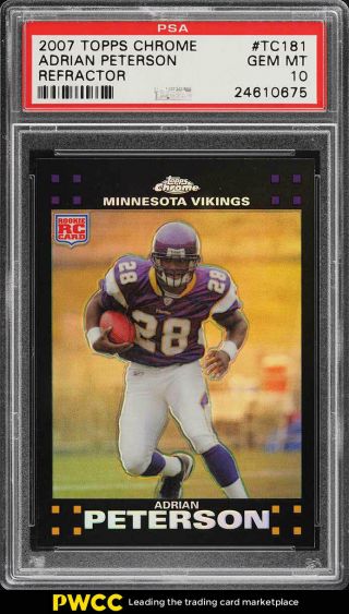 2007 Topps Chrome Refractor Adrian Peterson Rookie Rc Tc181 Psa 10 Gem (pwcc)