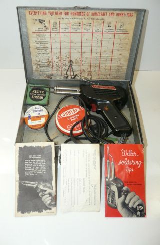 Vintage Weller Expert Model 8250 Soldering Iron/gun Kit W/ Metal Case Inv14036