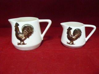 Vintage Ceramic Rooster Measuring Cups - 1/2 Cup And 1 Cup