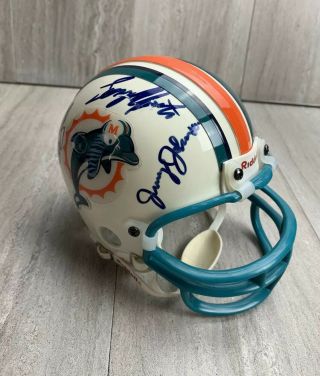 1999 Dan Marino Team Signed Miami Dolphins Mini Helmet Jimmy Johnson Autograph