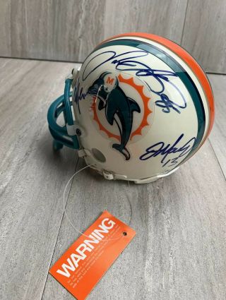 1999 Dan Marino Team Signed Miami Dolphins Mini Helmet Jimmy Johnson Autograph 2