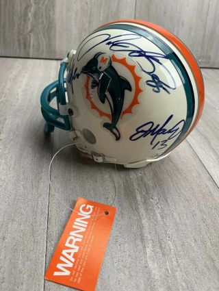 1999 Dan Marino Team Signed Miami Dolphins Mini Helmet Jimmy Johnson Autograph 3