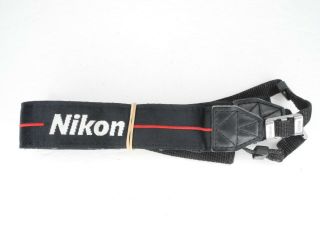 Nikon Vintage Black / Red / White Camera Neck Strap W/ Metal Buckles