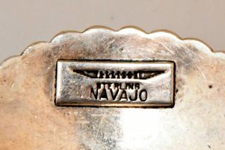 Vintage Native American Navajo Sterling Silver Belt Buckle Designer Signed 3