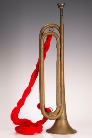 Vintage Brass Us Regulation Military Bugle Instrument