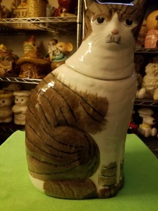 N.  S.  Gustin Pottery Tabby Cat,  Vintage,  Proudly Made In Usa