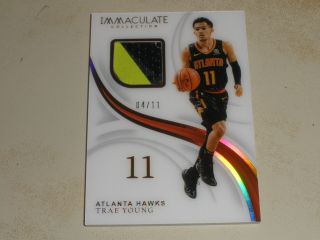 2018 - 19 Panini Immaculate Acetate Jersey Number Rookie Rc Patch Trae Young 04/11