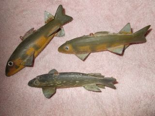 Vintage Ice Fishing Spearing 3 Decoys