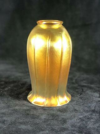 Steuben Art Glass Gold Aurene Ribbed Lamp Shade 6 - 1/2 " Tall