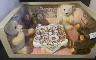 Steiff Teddy Bear Tea Party Limited Edition 1982 Box 4 German Bears Plush Set