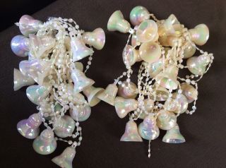 Vtg Christmas Wedding Bells Garland Plastic Iridescent 8.  75 Ft Beads