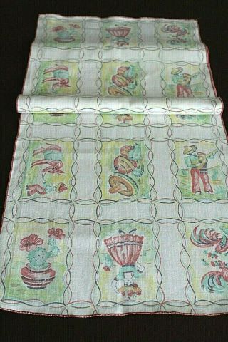 Vintage Mexican Design Table Runner,  45 " X 14 "
