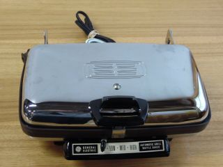 Vintage General Electric Ge A7g44 Automatic Grill Waffle Maker Chrome Baker Usa