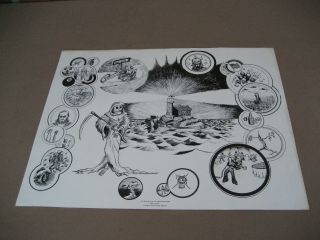 1970 By Mr Ed Productions Detroit Bikers Print Poster Grim Reaper Skull