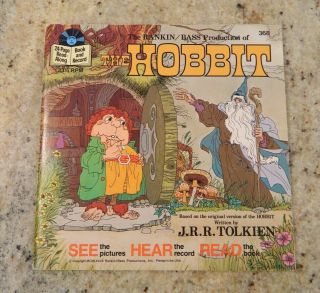 Vintage 1977 See Hear Read Rankin Bass Book & 33 1/3 RPM Record - The Hobbit 2