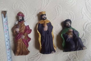 Vintage Nativity Set of 3 KINGS WISE MEN pre - owned cond xmas decorations 2