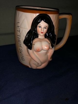 Vintage 1960’s 60’s Nude Risque Novelty Mugs Made In Japan “let Them Swing” Nos