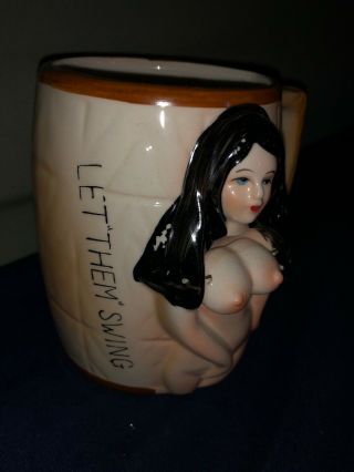 Vintage 1960’s 60’s Nude Risque Novelty Mugs Made In Japan “let Them Swing” NOS 2