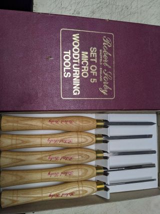 Vintage Robert Sorby Micro Wood Wood Turning Tool Set Of 5 Woodturning Chisels