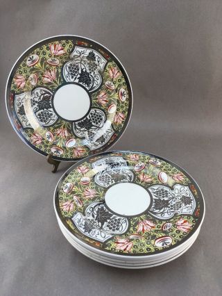 6 Antique Wedgwood China Silver Luster Lucheon Plates By Millicent Taplin