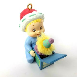 Vtg Heirloom Carlton Cards Baby Boy’s First Christmas Small Surprises Ornament