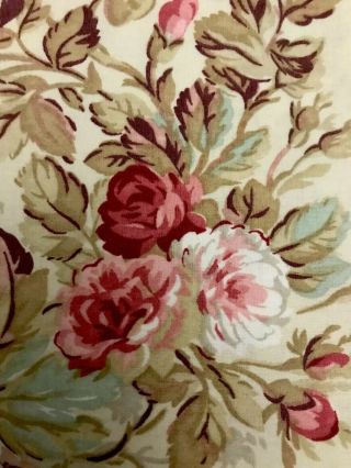 Vintage Martha Stewart Full Double Bed Sheet Set Pink Tan Roses Ruffled 4 Pc Set
