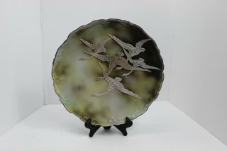Maple Leaf Nippon Hand Painted Flying Geese Moriage Japanese Platter