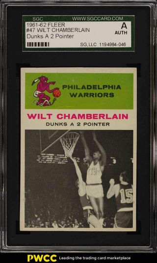 1961 Fleer Basketball Setbreak Wilt Chamberlain Rc In Action 47 Sgc Auth (pwcc)