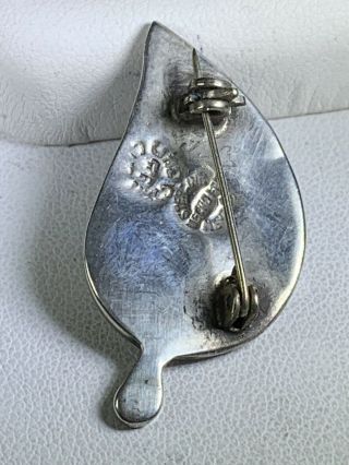 Vintage Signed Taxco Mexico Sterling Silver Abalone Leaf Pin Brooch 3