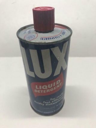 Vintage Lux Liquid Detergent For Dishes And Laundry,  Rare Can,  Great Collectible