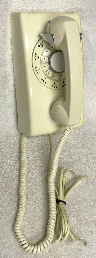 Vintage 1960s Western Electric A/b 554 10 - 65 White Rotary Dial Wall Telephone