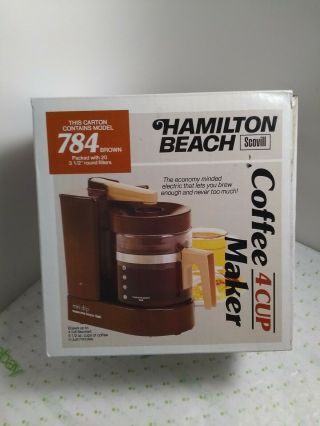 Vintage Hamilton Beach Mini - Drip Coffeemaker Scovill 4 - Cup Brown Usa