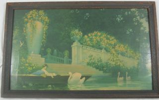 Antique 1927 Art Deco Lithograph " Daydreams " By George Hacker Listed