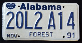 Alabama " Heart Of Dixie - Forest " 1991 Al Vintage Classic License Plate