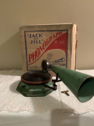 Antique Childs Phonograph With Box