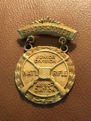Vintage National Rifle Association Award Shooting Medal Sharpshooter Pin Back